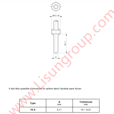 NF C 61-314 Figure C6 Gauge to Check the Maximum Opening of the Standard V Sheet Cell