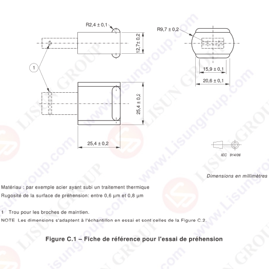 Gauge for NF C 61-314 Figure C.1- Reference Sheet for the Grip Test