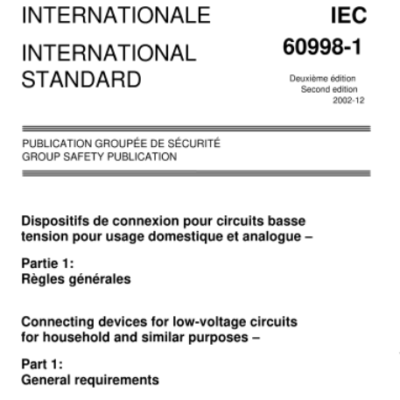 IEC 60998-1:2002 Connecting devices for low-voltage circuits for household and similar purposes-Part 1:General requirements