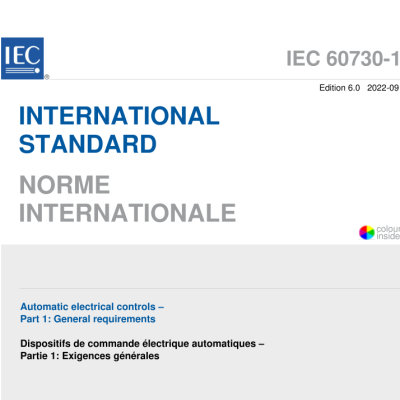 IEC 60730-1:2010 Automatic electrical controls for household and similar use-Part 1:General requirements