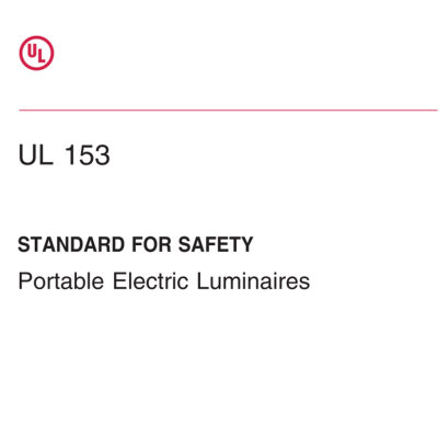 UL 153:2014 Portable Electric Luminaires